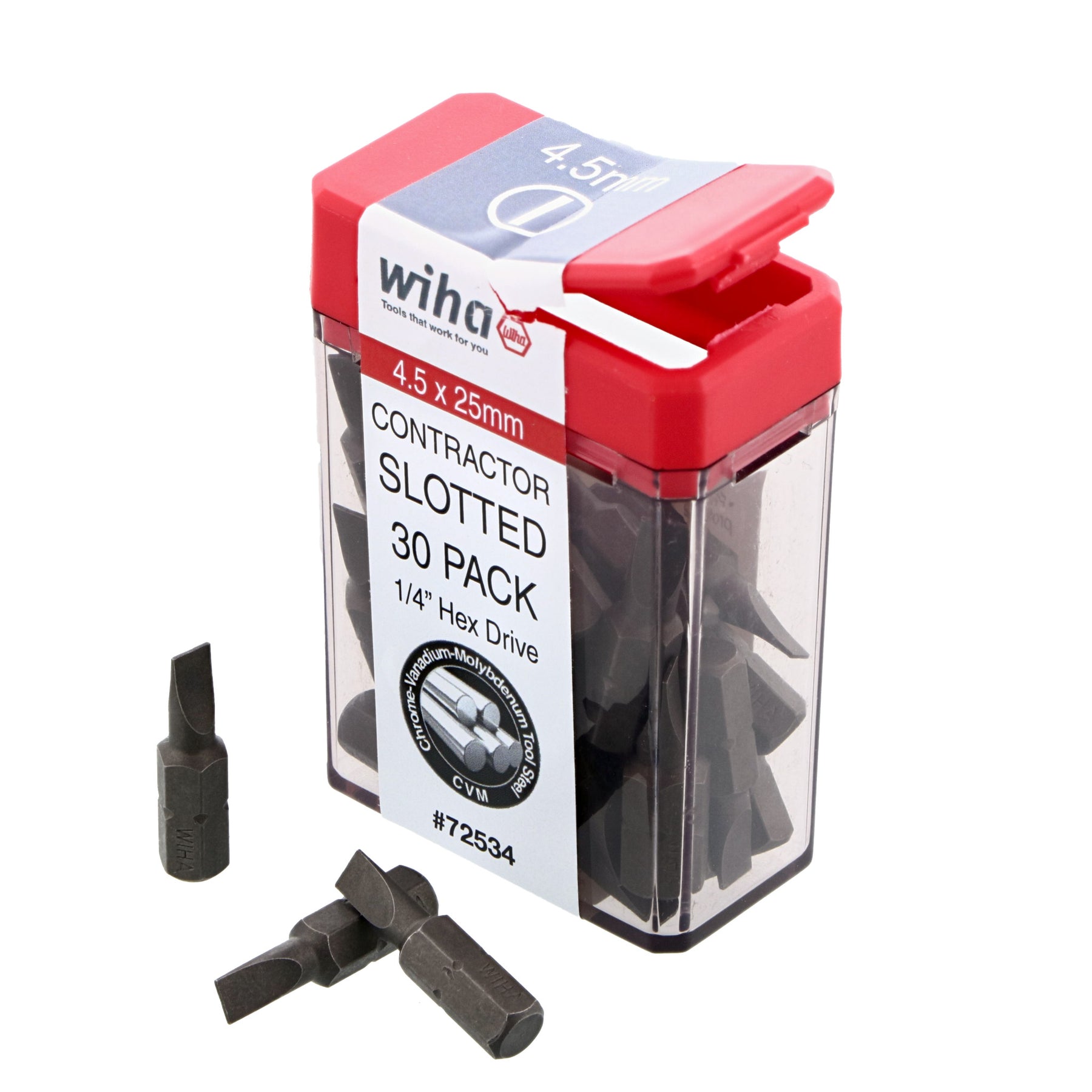 Slotted Contractor Insert Bit 4.5mm x 25mm - 30 Piece