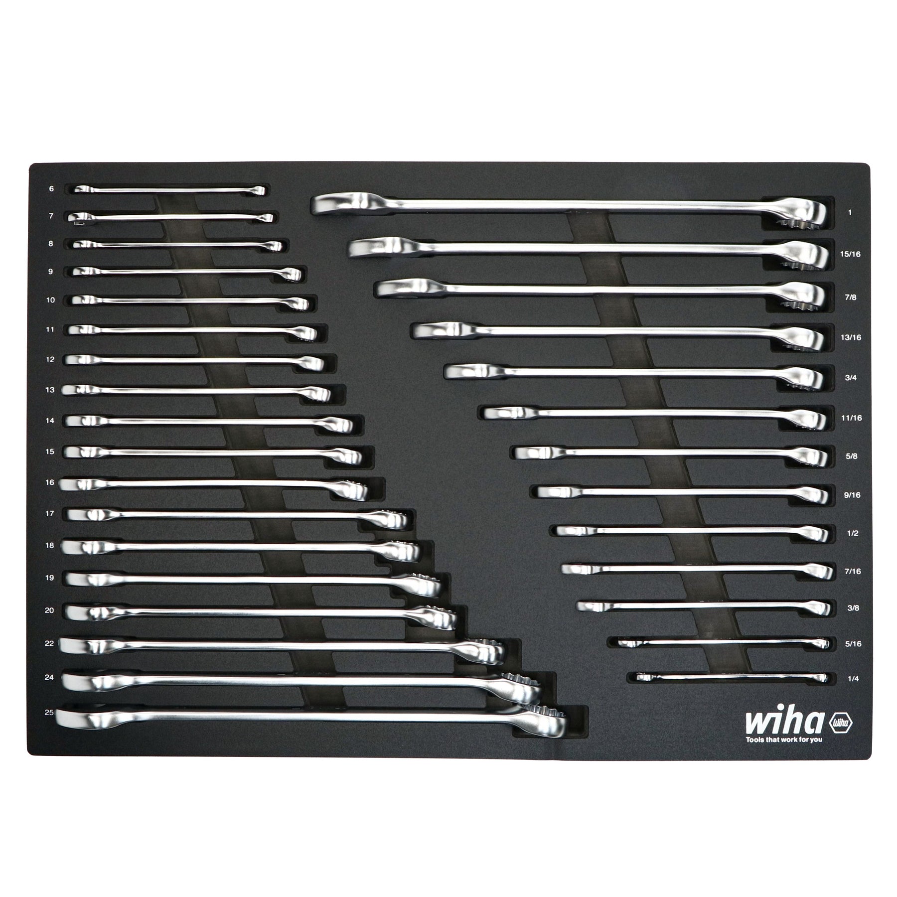 31 Piece Combination Wrench Tray Set - SAE and Metric