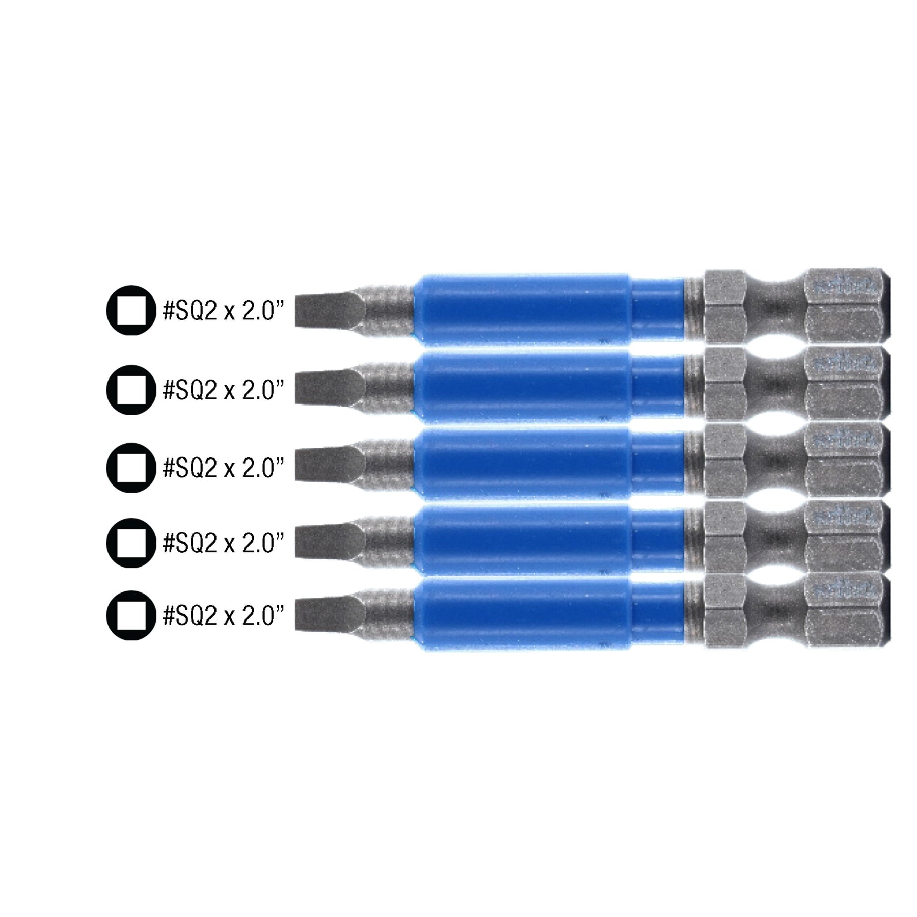 TerminatorBlue Impact Bit Square #2 - 2 Inch - 5 Pack