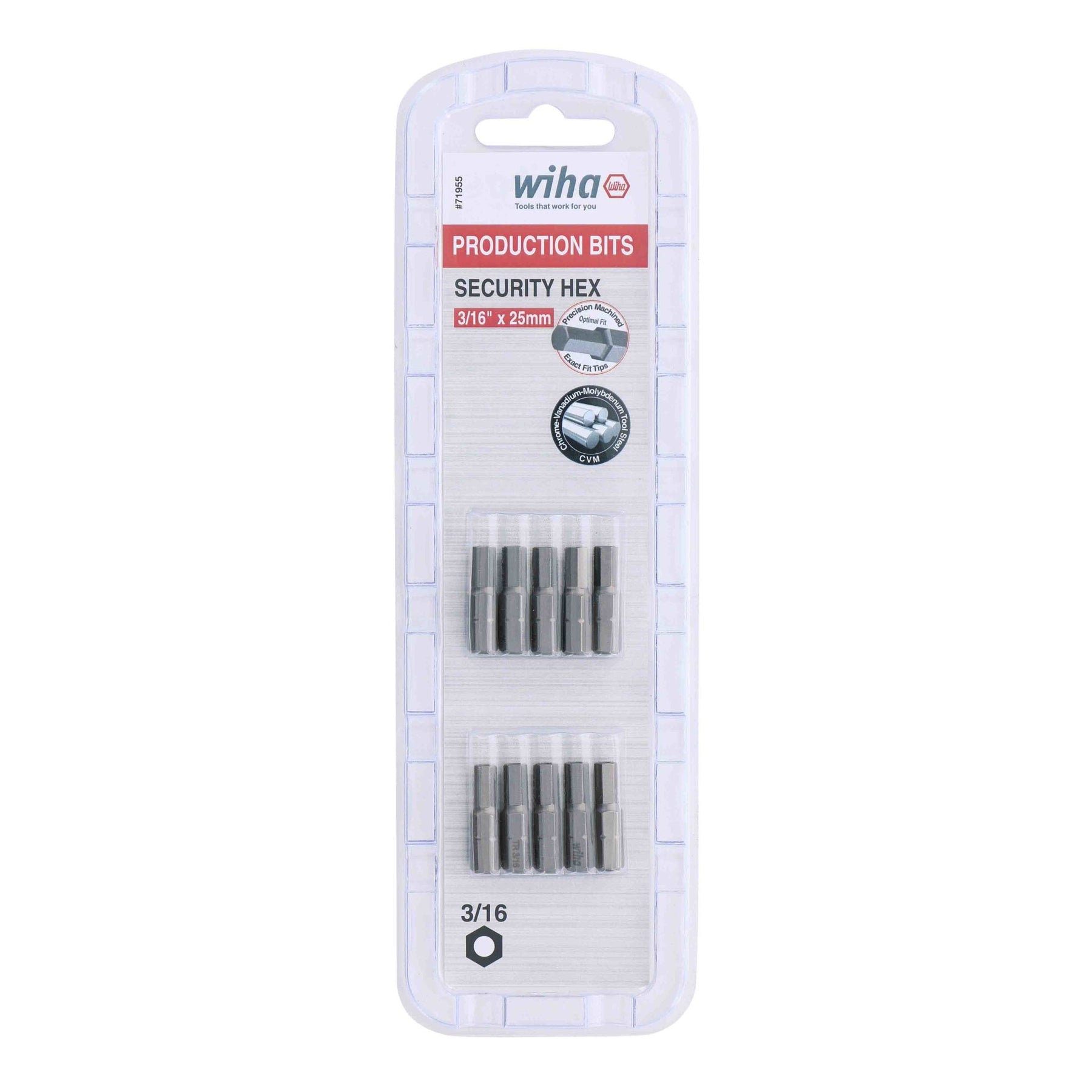 Security Hex Bit 3/16 - 25mm - 10 Pack