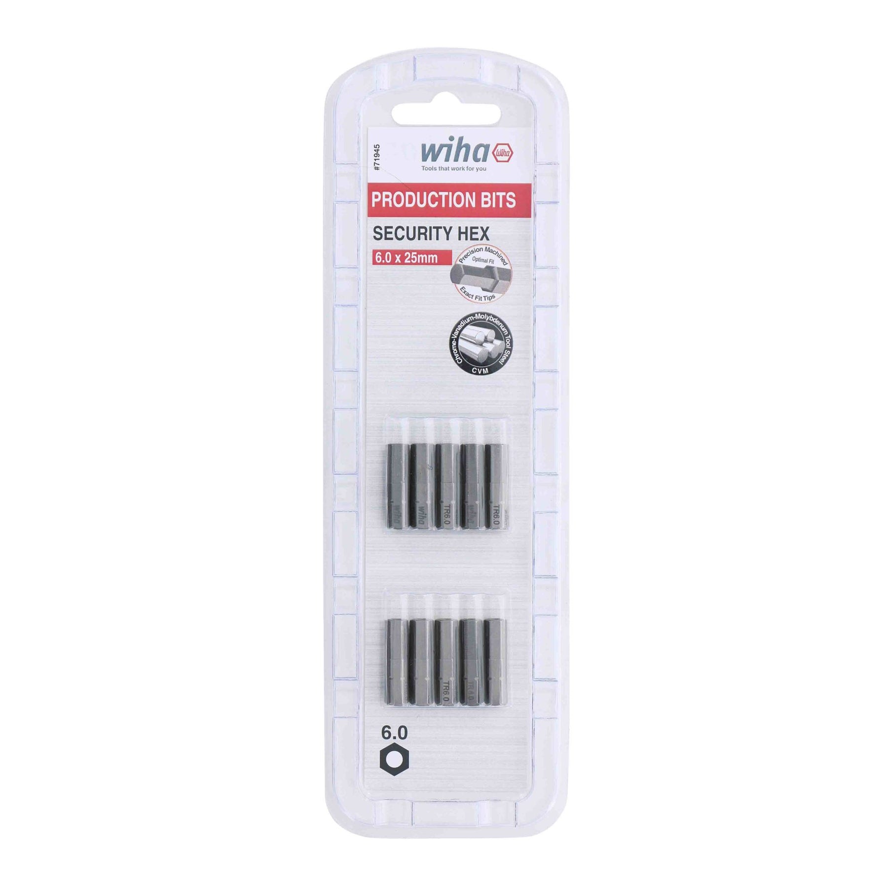 Security Hex Bit 6.0 - 25mm - 10 Pack