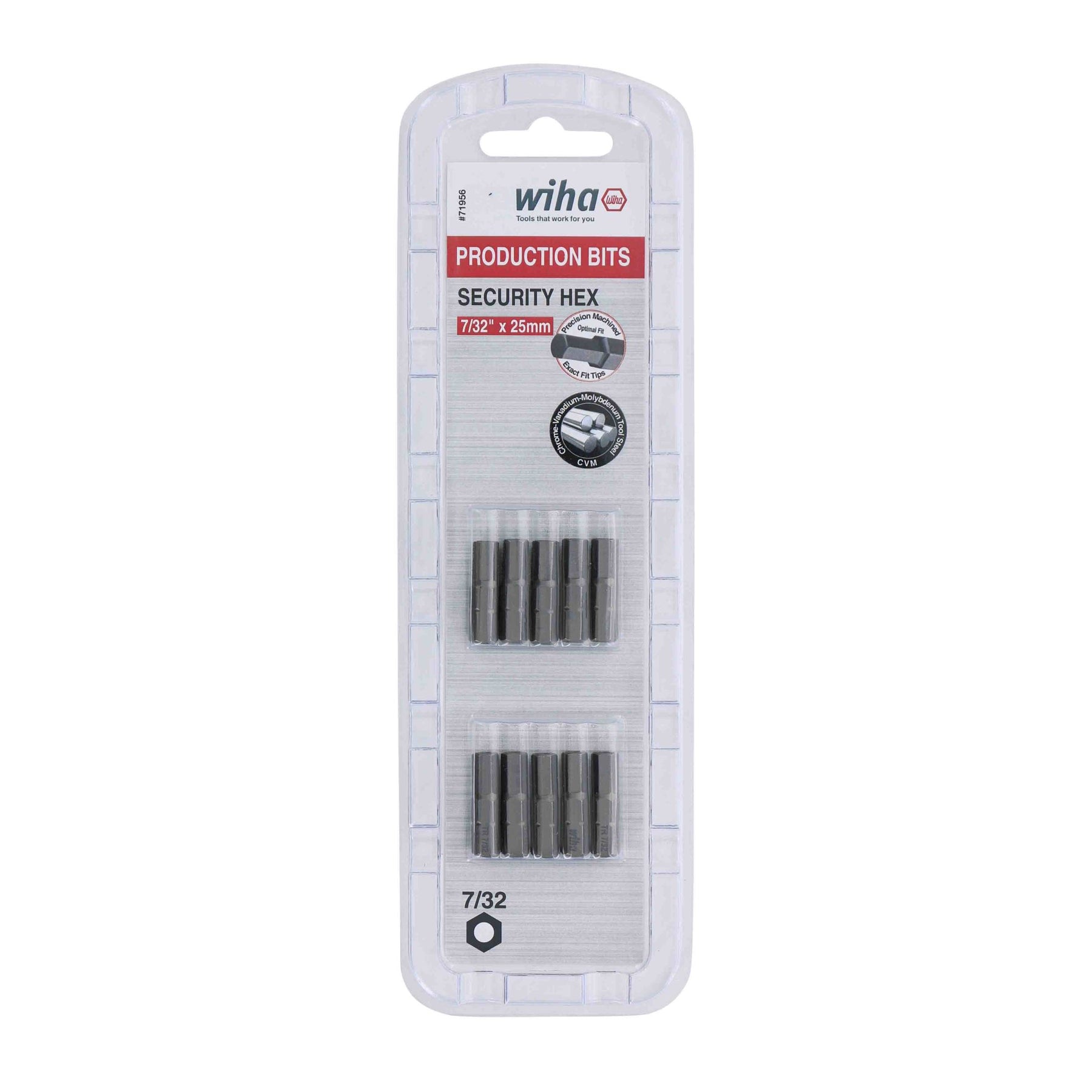 Security Hex Bit 7/32 - 25mm - 10 Pack