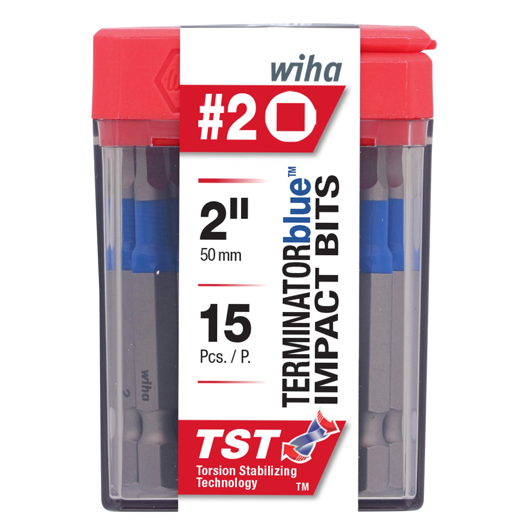 TerminatorBlue Impact Bit Square #2 - 2 Inch - 15 Pack