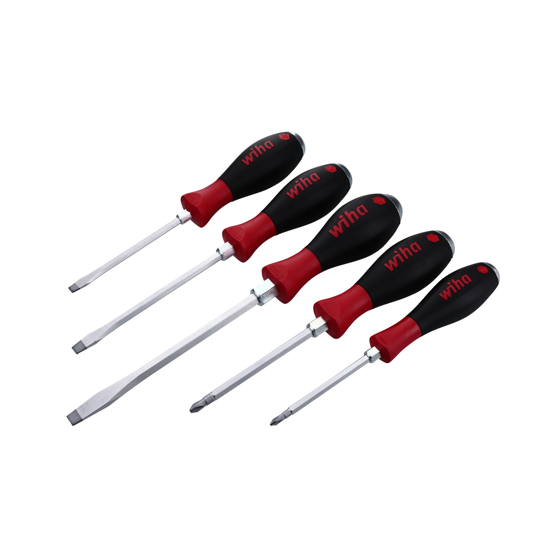 Wiha 53090 5 Piece SoftFinish X Heavy Duty Slotted and Phillips Screwdriver Set