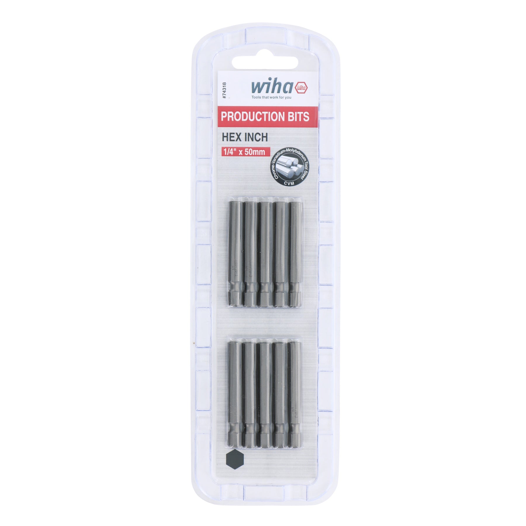 Hex Bit 1/4 - 50mm -  10 Pack