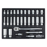 28 Piece 1/2" Drive Professional Standard and Deep Socket Tray Set - SAE