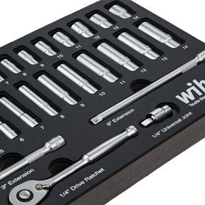 27 Piece 1/4" Drive Professional Standard and Deep Socket Tray Set - Metric