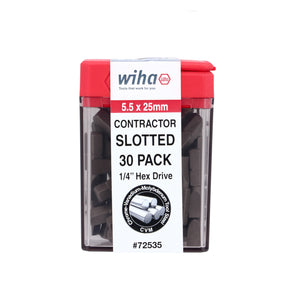 Slotted Contractor Insert Bit 5.5mm x 25mm - 30 Piece
