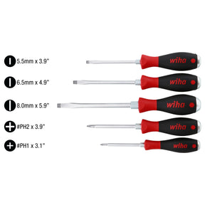 5 Piece SoftFinish XHeavy Duty Slotted and Phillips Screwdriver Set