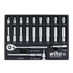 22 Piece 3/8" Drive Professional Standard and Deep Socket Tray Set - SAE