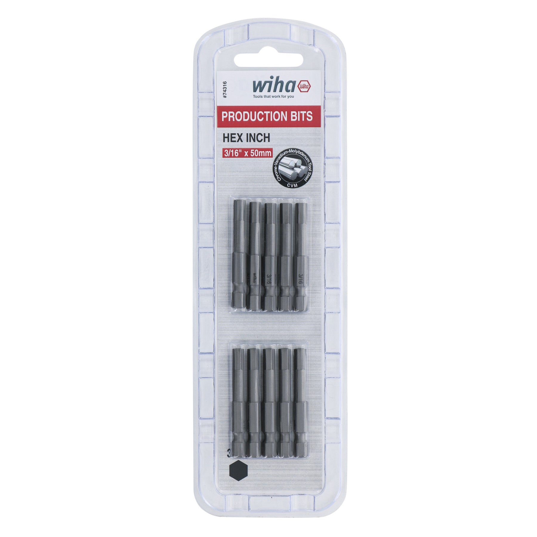 Hex Bit 3/16 - 50mm -  10 Pack
