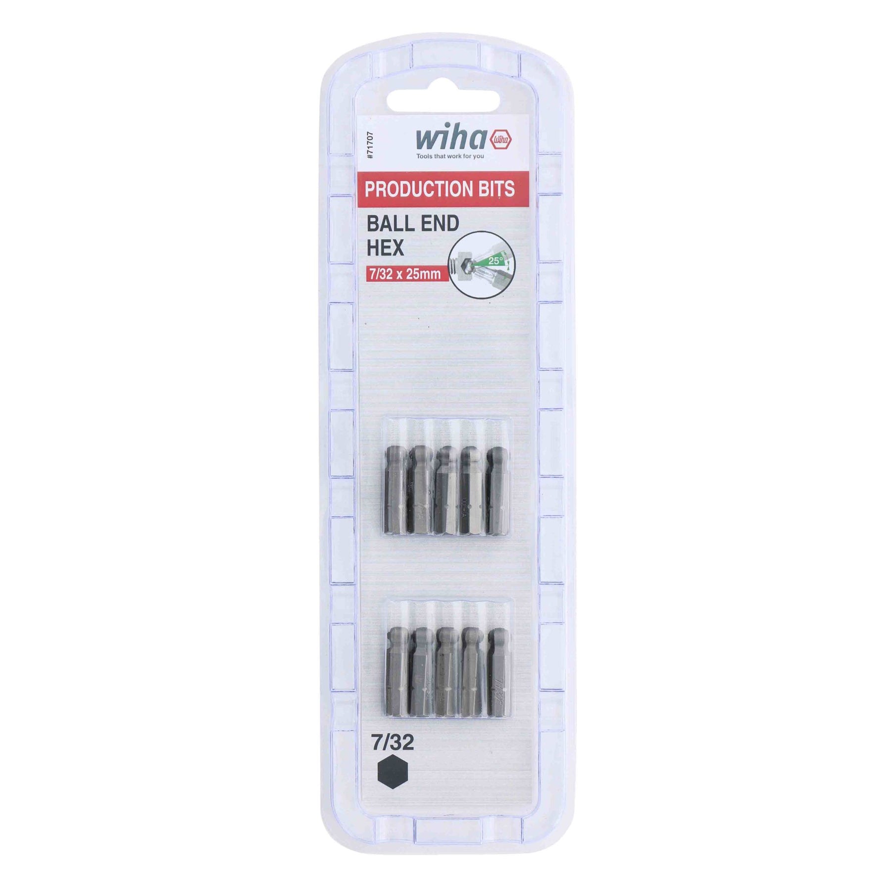Ball End Hex Bit 7/32 - 25mm - 10 Pack