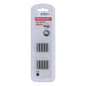 Hex Bit 6.0mm - 25mm - 10 Pack