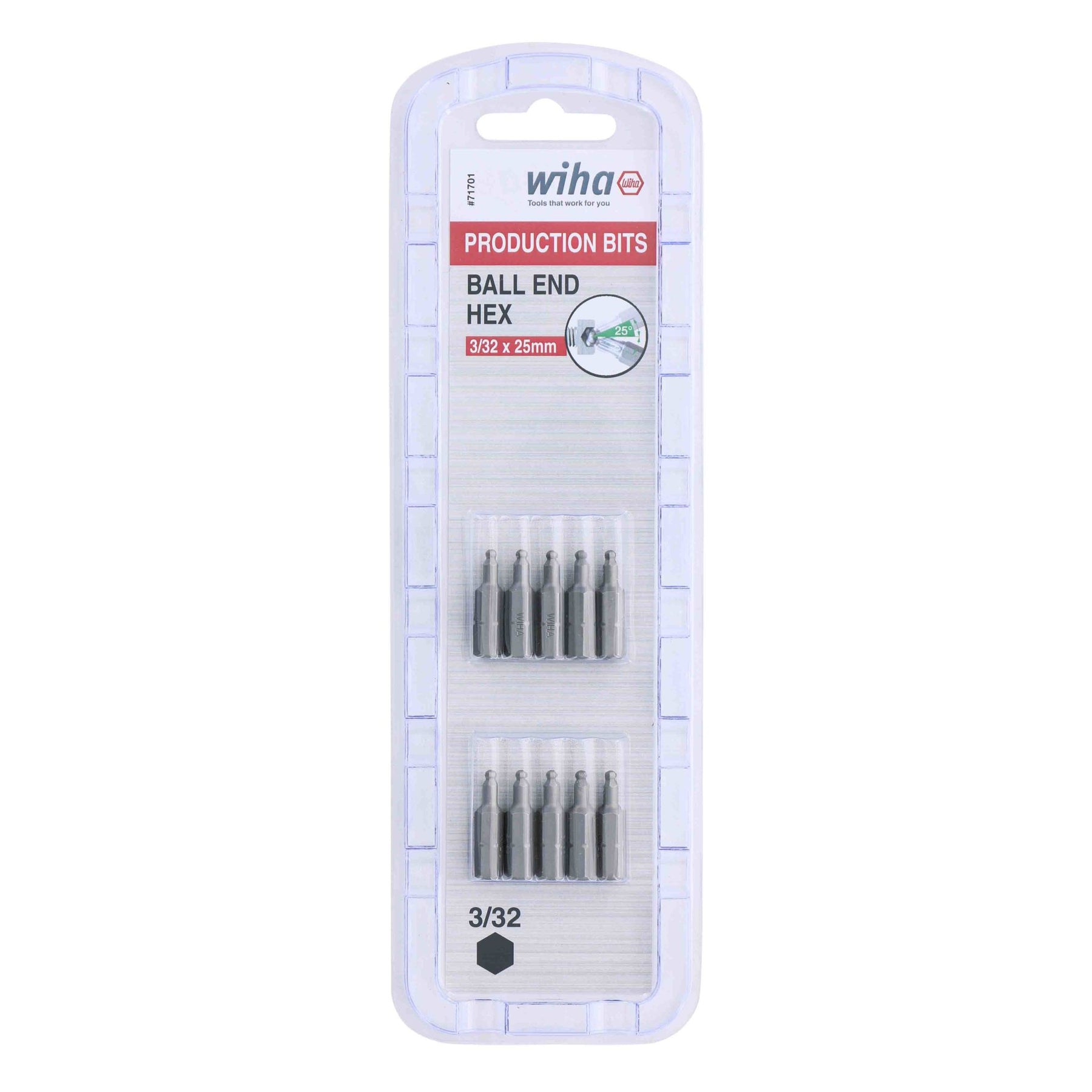 Ball End Hex Bit 3/32 - 25mm - 10 Pack