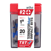 Wiha 70042 TerminatorBlue Impact Bit Phillips #2 - 1 Inch - 20 Pack